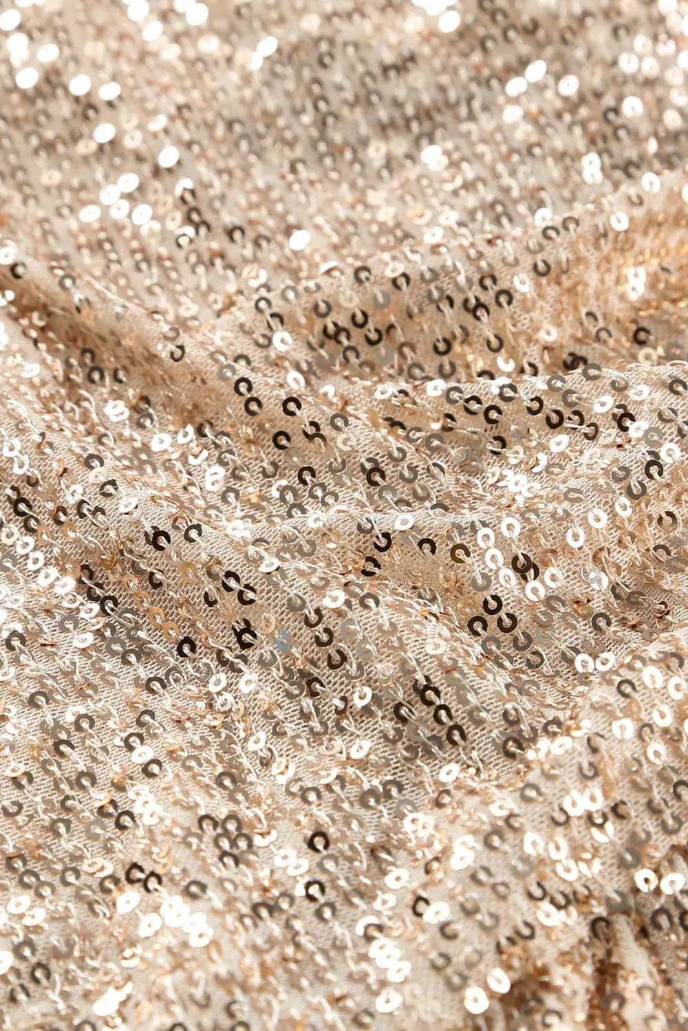 Sequin Knot Round Neck Long Sleeve Mini Dress - Trendsi - Flyclothing LLC