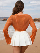 Openwork Long Sleeve Cover-Up - Trendsi - Flyclothing LLC