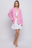 Love Tree One-Button Long Sleeve Linen Blazer - Trendsi
