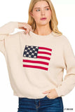 Zenana American Flag Crew Neck Sweater - Trendsi - Flyclothing LLC