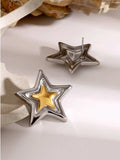 Stainless Steel Star Stud Earrings - Trendsi - Flyclothing LLC