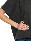 Zenana Ribbed Round-Neck Short-Sleeve Knit Top - Trendsi - Flyclothing LLC
