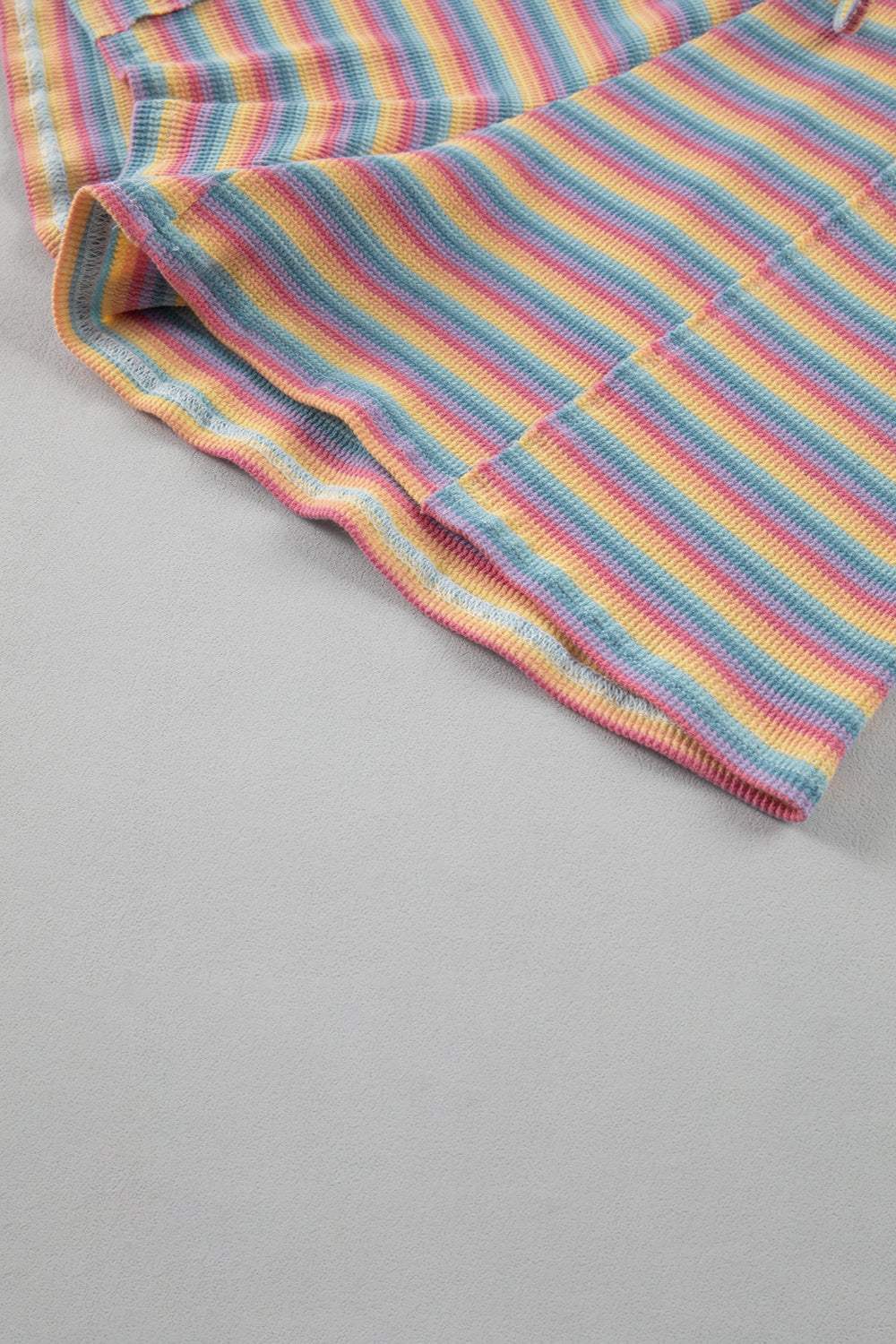 Striped Round Neck Top and Shorts Set - Trendsi - Flyclothing LLC