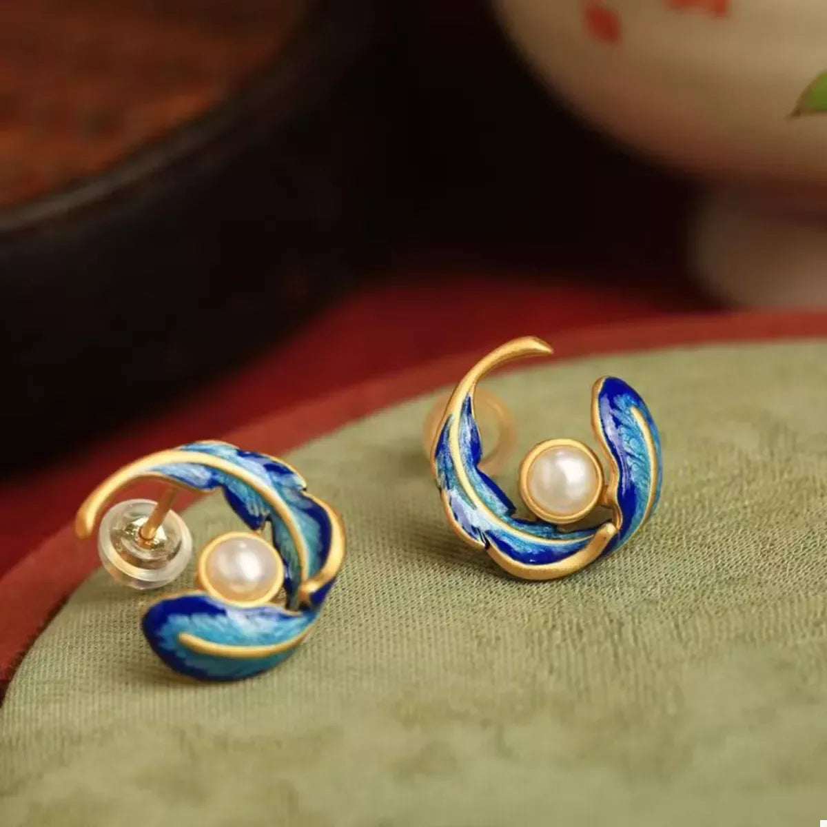 Feather Pearl Stud Earrings - Trendsi - Flyclothing LLC