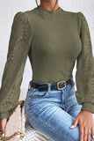 Mock Neck Lace Long Sleeve Top - Trendsi - Flyclothing LLC