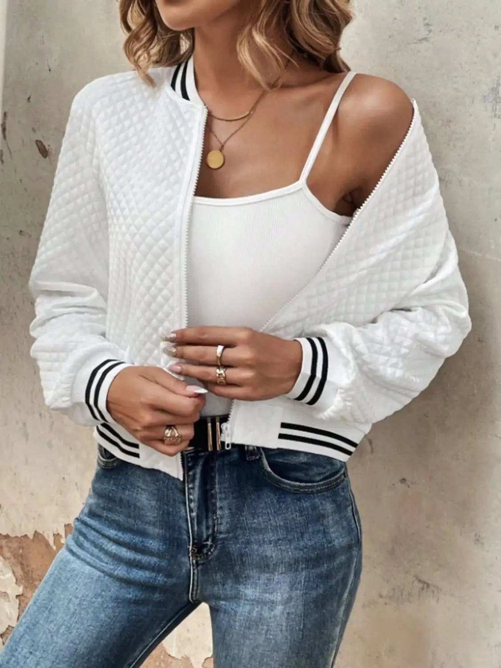 Zip Up Long Sleeve Jacket - Trendsi - Flyclothing LLC