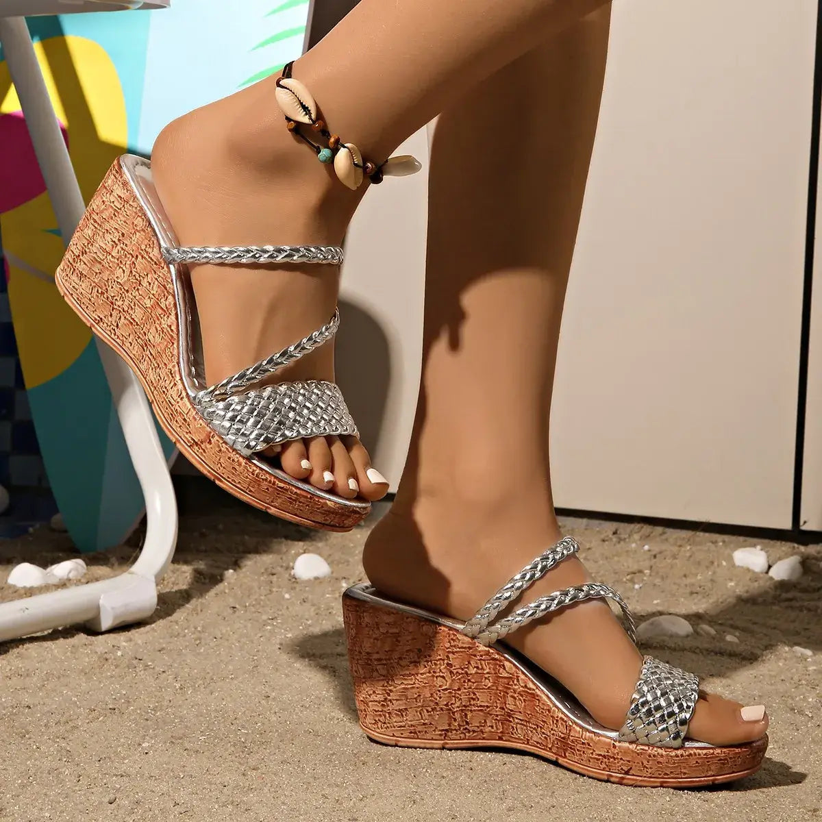 Open Toe Wedge Sandals - Trendsi - Flyclothing LLC