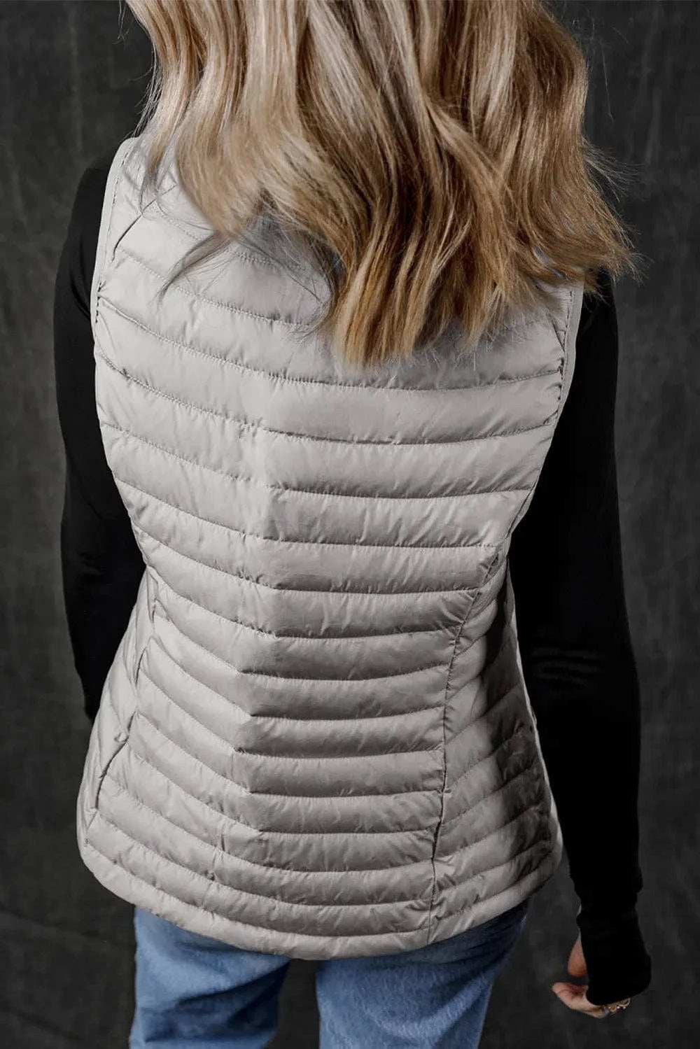 Pocketed Zip Up Vest Coat - Trendsi - Flyclothing LLC