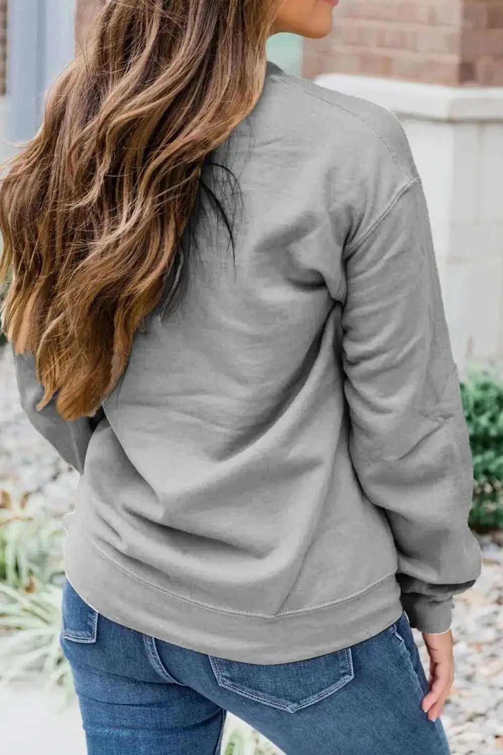 Football Round Neck Long Sleeve Sweatshirt - Trendsi - Flyclothing LLC