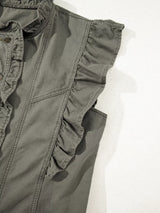 Ruffled Patchwork Denim Jacket Vest - Trendsi - Flyclothing LLC