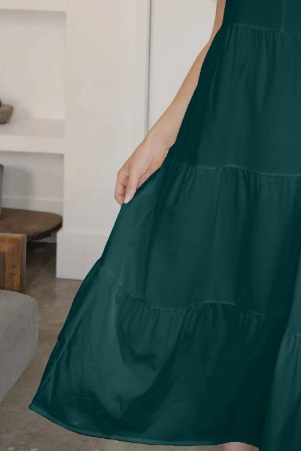 V-Neck Sleeveless Midi Tiered Dress - Trendsi - Flyclothing LLC