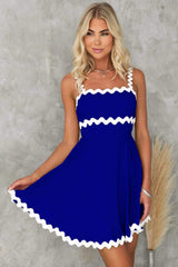 Contrast Trim Square Neck Mini Dress - Trendsi - Flyclothing LLC