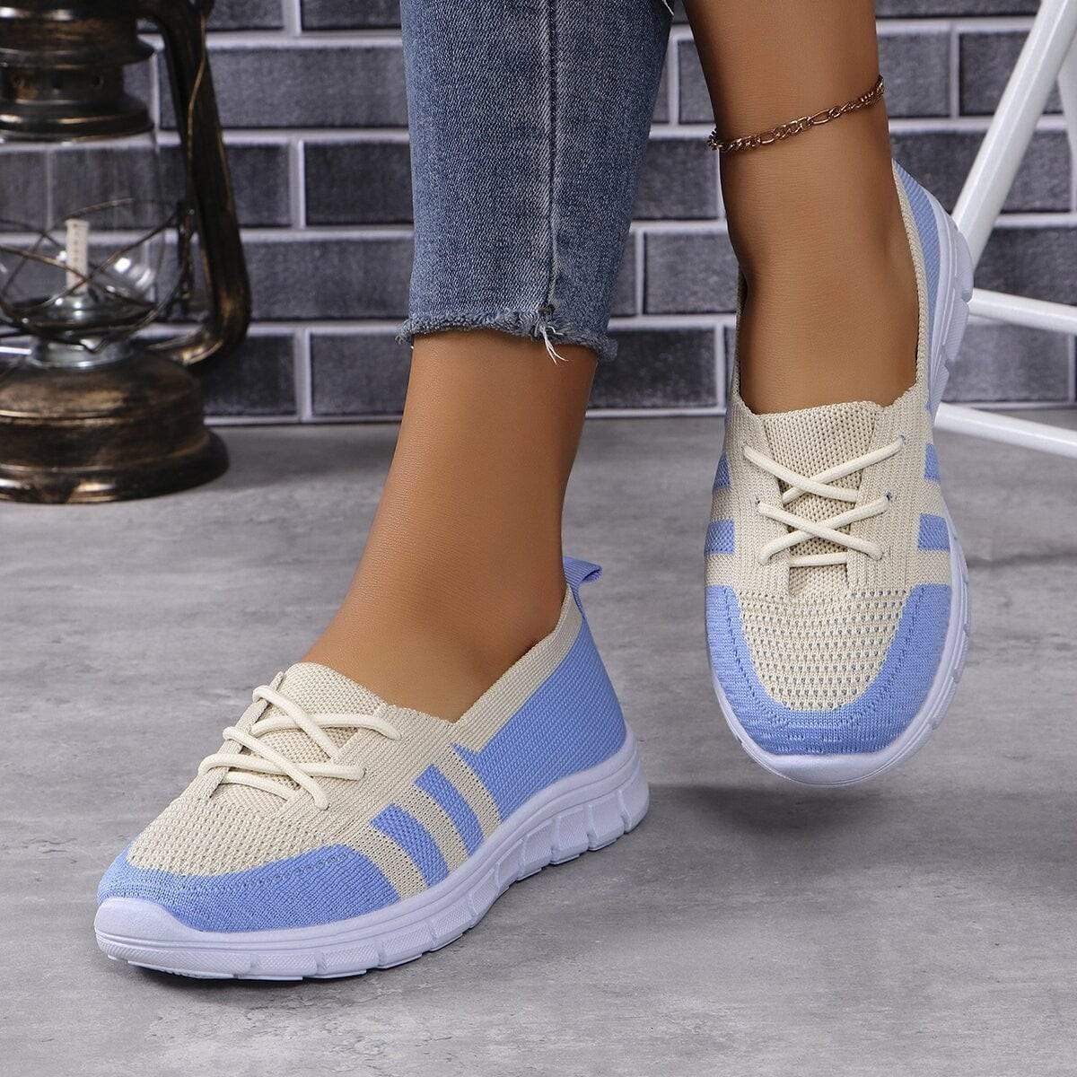 Mesh Contrast Flat Slip-Ons - Trendsi - Flyclothing LLC