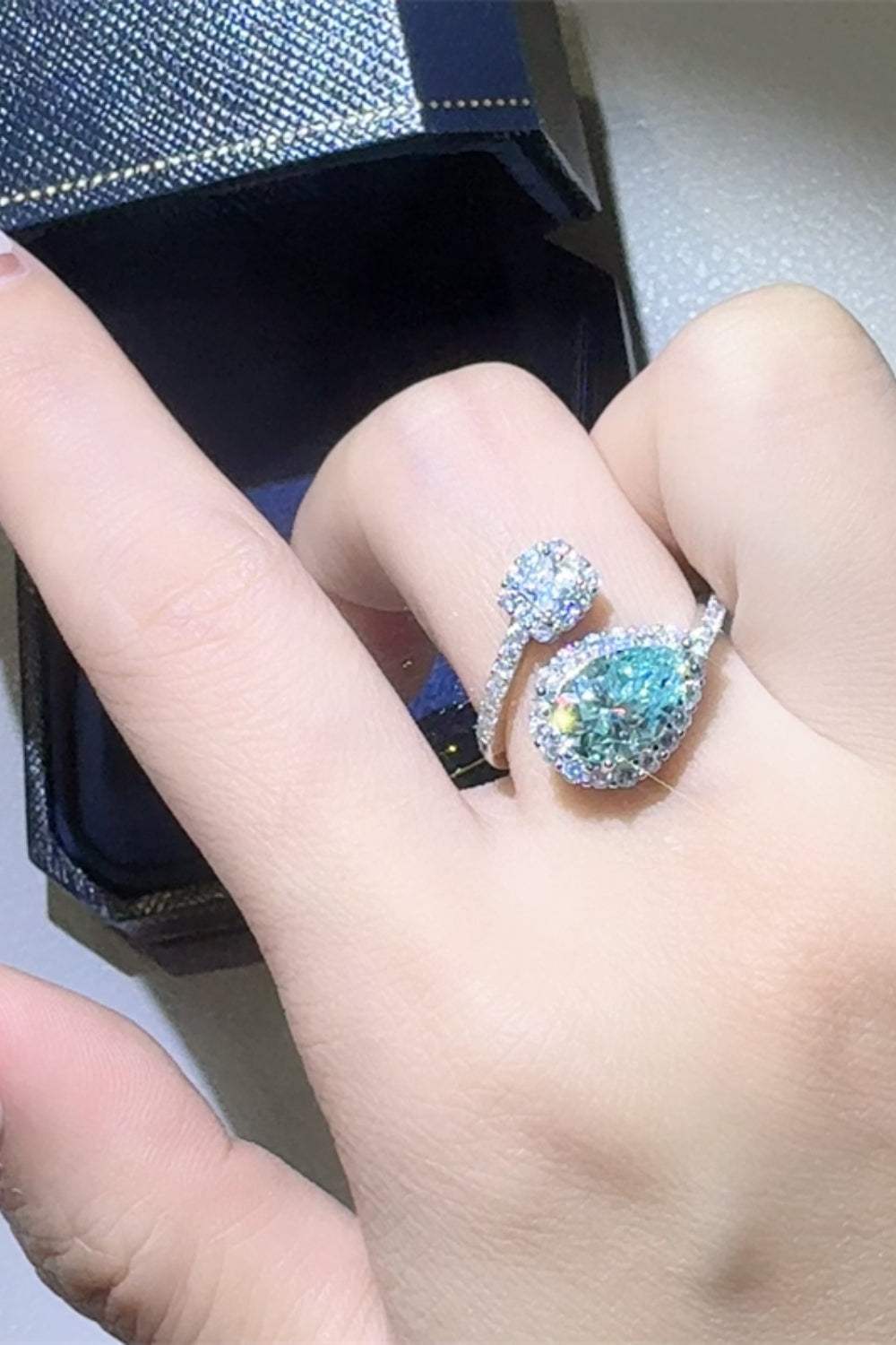 2 Carat Moissanite 925 Sterling Silver Bypass Ring - Trendsi - Flyclothing LLC