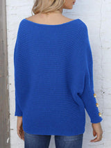 Full Size Boat Neck Long Sleeve Sweater - Trendsi - Flyclothing LLC