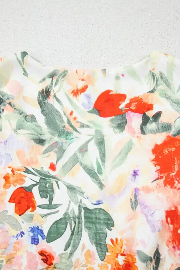 Floral Double Ruffle Sleeve V Neck Mini Dress - Trendsi - Flyclothing LLC