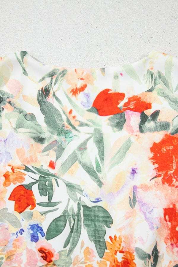 Floral Double Ruffle Sleeve V Neck Mini Dress - Trendsi - Flyclothing LLC