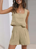 Square Neck Tank and Shorts Set - Trendsi - Flyclothing LLC