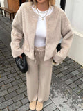 Open Front Dropped Shoulder Fuzzy Outerwear - Trendsi - Flyclothing LLC