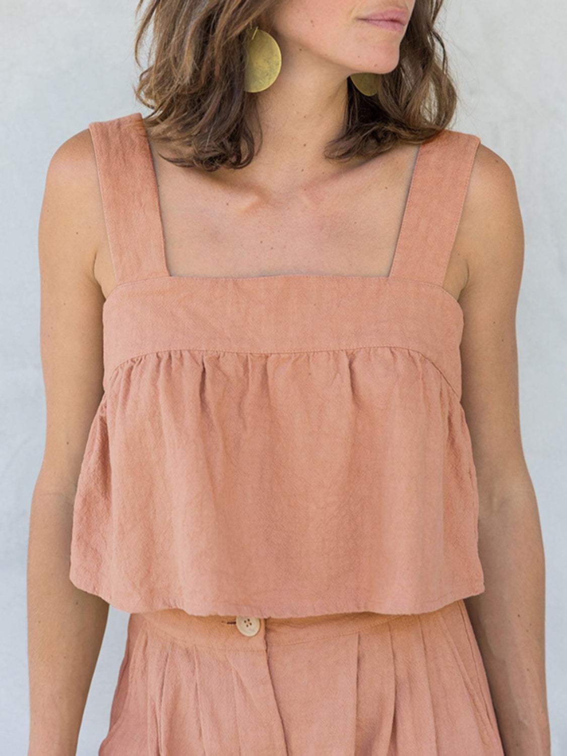 Square Neck Wide Strap Top and Pants Set - Trendsi - Flyclothing LLC