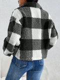 Decorative Pocket Flap Plaid Long Sleeve Jacket - Trendsi
