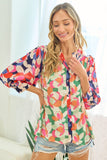 First Love Full Size Floral Button Down Satin Shirt - Trendsi