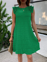 Ruffled Round Neck Sleeveless Dress - Trendsi - Flyclothing LLC