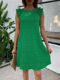 Ruffled Round Neck Sleeveless Dress - Trendsi