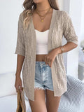 Openwork Open Front Half Sleeve Cardigan - Trendsi - Flyclothing LLC