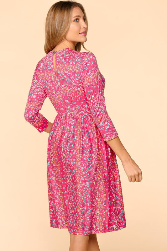 Haptics Round Neck Floral Dress with Pockets - Trendsi