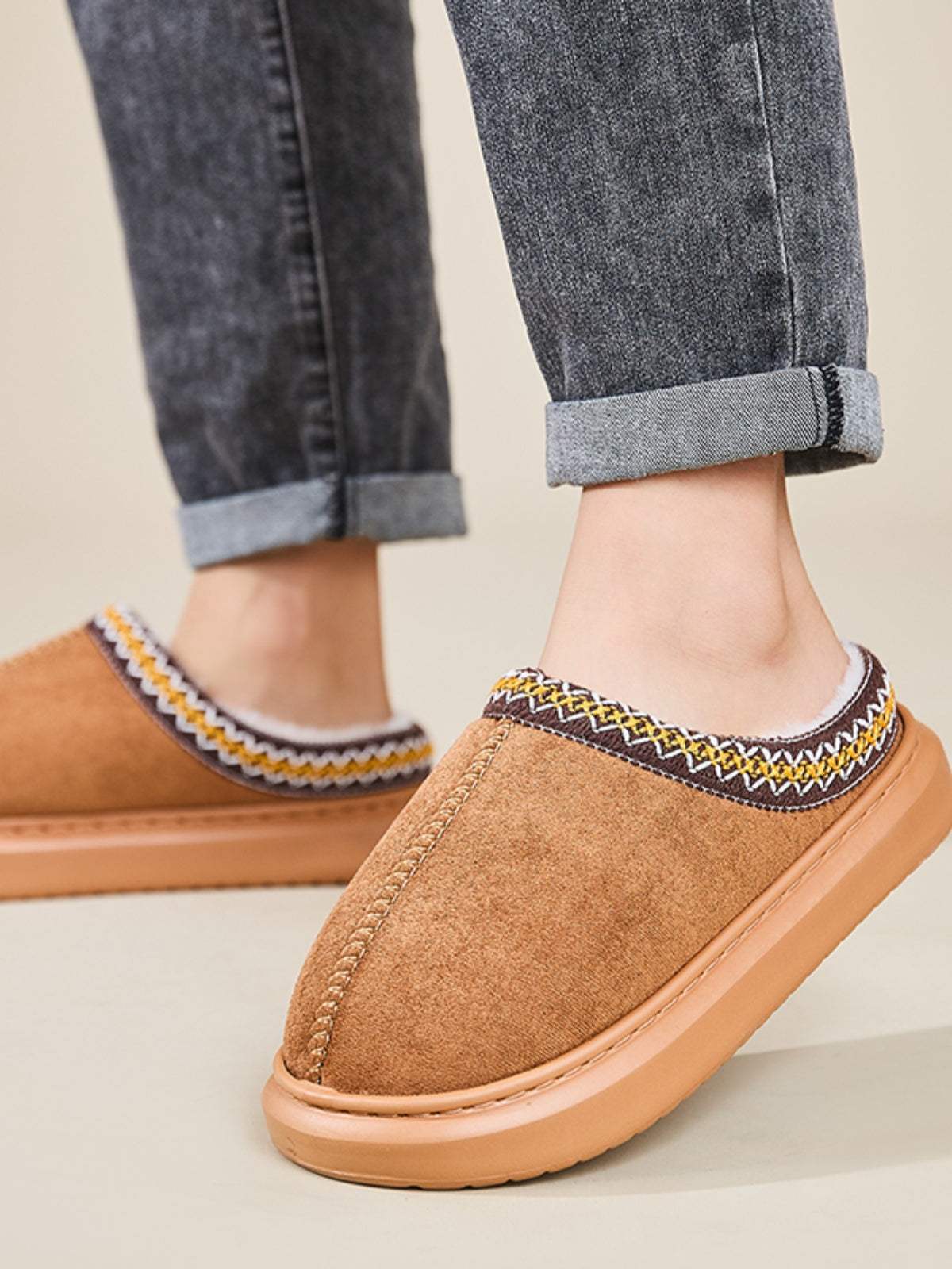 Faux Fur Suede Platform Slippers - Trendsi - Flyclothing LLC