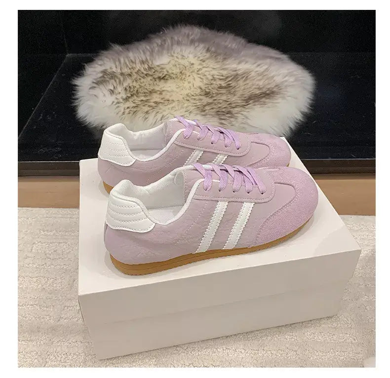 Striped Lace Up Casual Sneakers - Trendsi - Flyclothing LLC