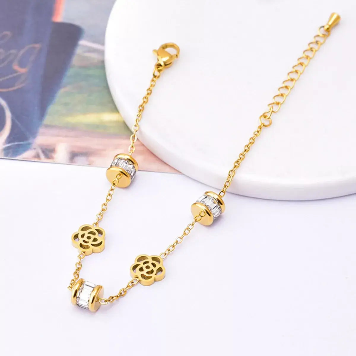 18K Gold-Plated Flower Bracelet - Trendsi - Flyclothing LLC