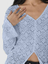 Lace V-Neck Flare Sleeve T-Shirt - Trendsi - Flyclothing LLC