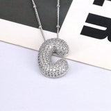 Copper Inlaid Zircon Letter Pendant Necklace - Trendsi - Flyclothing LLC