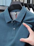 Men's Plus Size Button Detail Short Sleeve Polo - Trendsi - Flyclothing LLC
