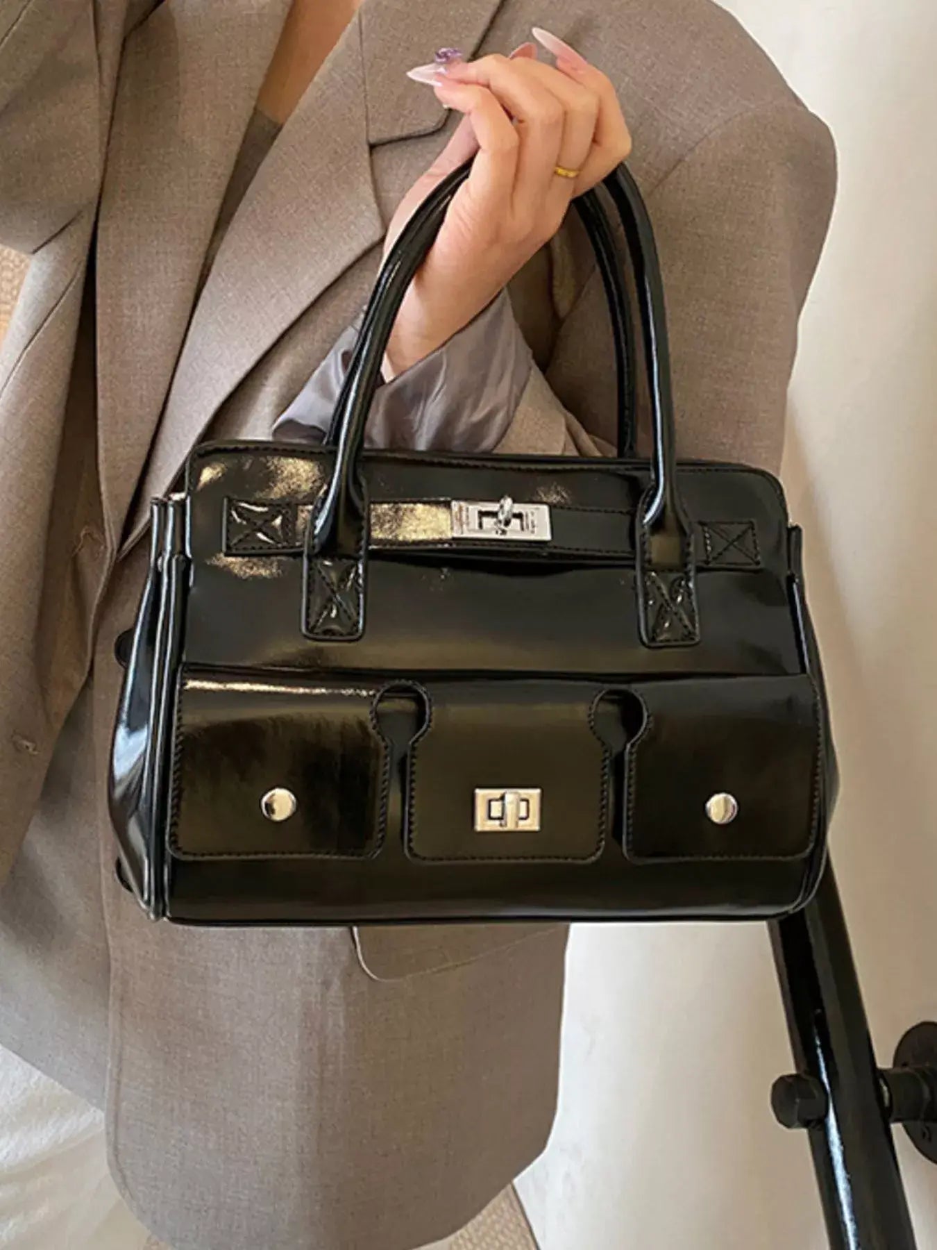Top Handle Shoulder Bag - Trendsi - Flyclothing LLC