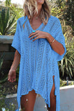 Cutout V-Neck Cover-Up with Tassel - Trendsi - Flyclothing LLC