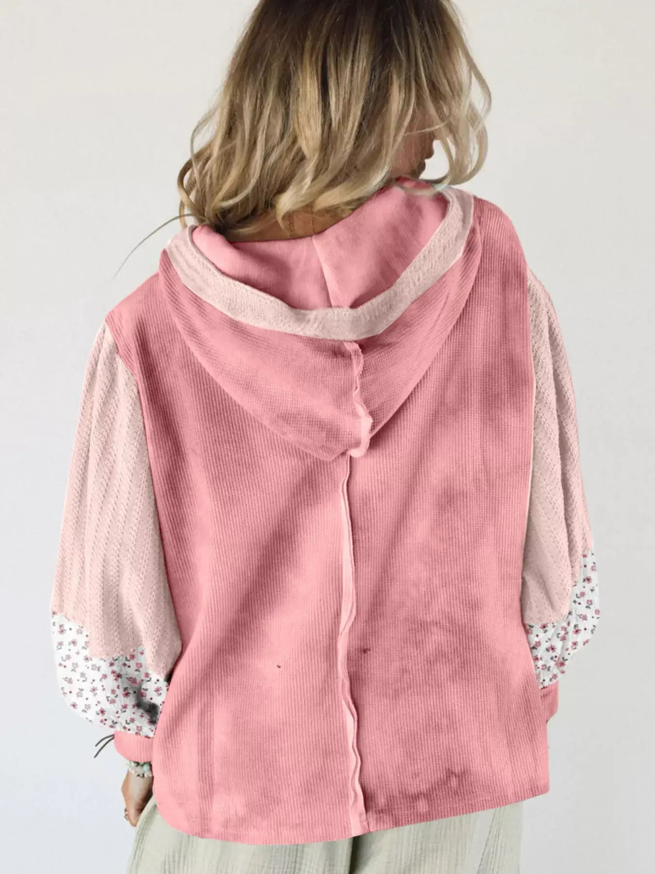 Floral Patch V-Neck Sweatshirt - Trendsi - Flyclothing LLC
