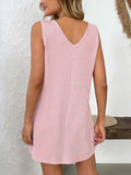 Texture Pocketed V-Neck Tank Dress - Trendsi - Flyclothing LLC