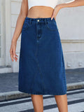 Slit Back Midi Denim Skirt - Trendsi - Flyclothing LLC