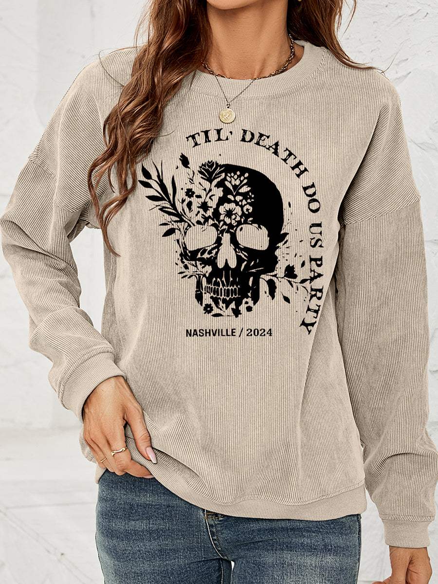 Skull Graphic Dropped Shoulder Sweatshirt - Trendsi - Flyclothing LLC