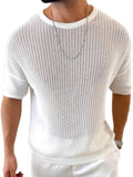 Men's Round Neck Drop Shouler Knit Top - Trendsi