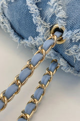 Raw Hem Denim Crossbody Bag - Trendsi