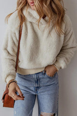 Fuzzy Dropped Shoulder Long Sleeve Hoodie - Trendsi - Flyclothing LLC