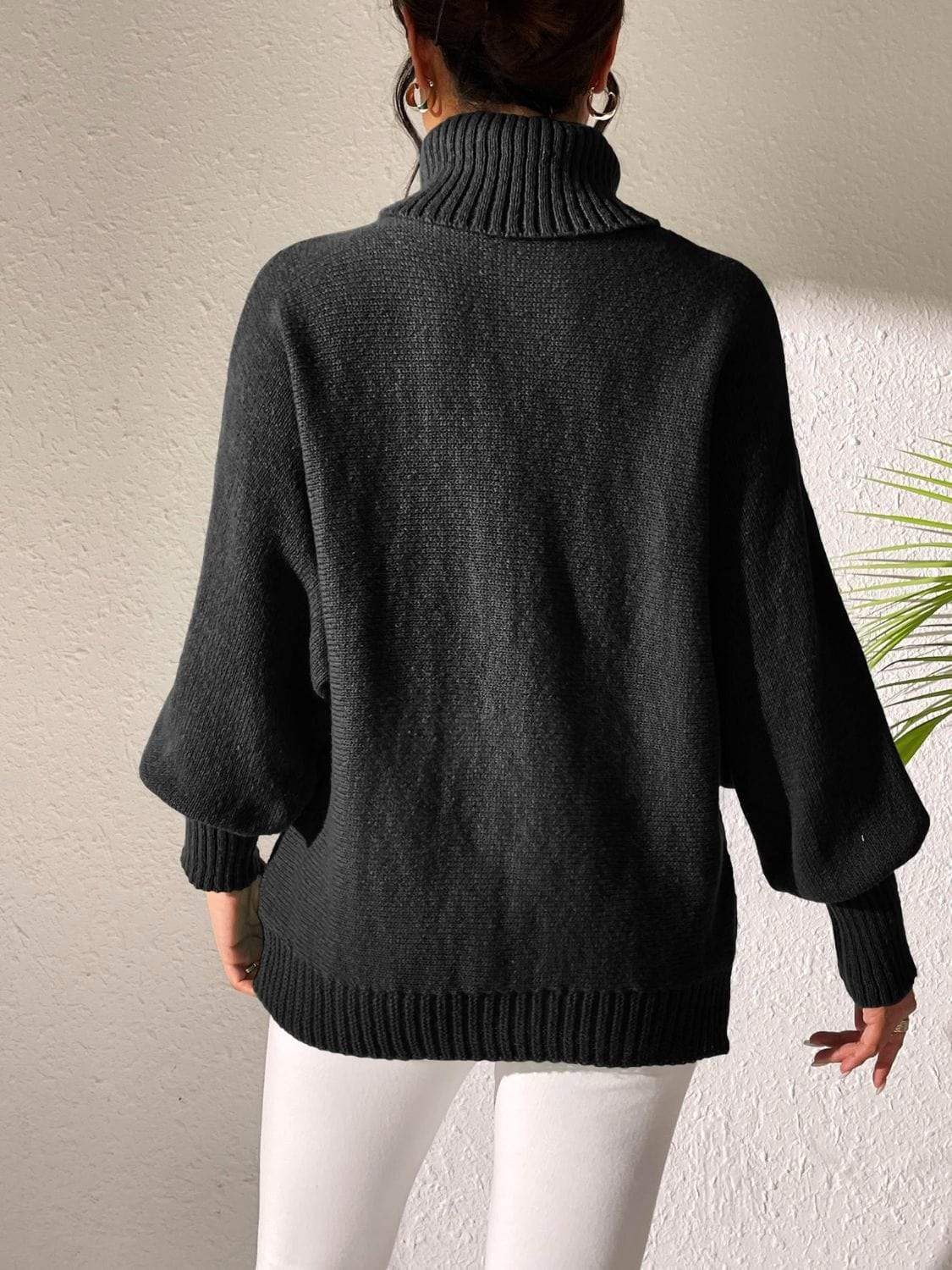 Heart Turtleneck Long Sleeve Sweater - Trendsi - Flyclothing LLC