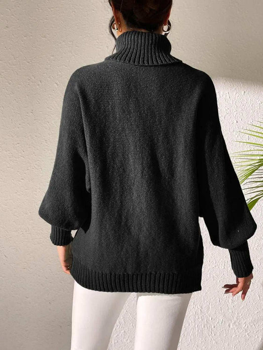 Heart Turtleneck Long Sleeve Sweater - Trendsi - Flyclothing LLC