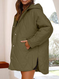 Slit Snap Down Long Sleeve Hooded Jacket - Trendsi - Flyclothing LLC