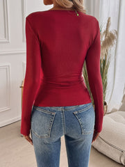 Devine Lace Detail Round Neck Long Sleeve T-Shirt - Trendsi
