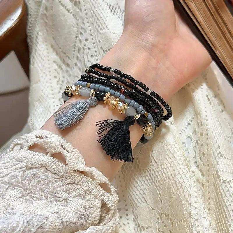Tassel Rice Bead Bracelet - Trendsi - Flyclothing LLC